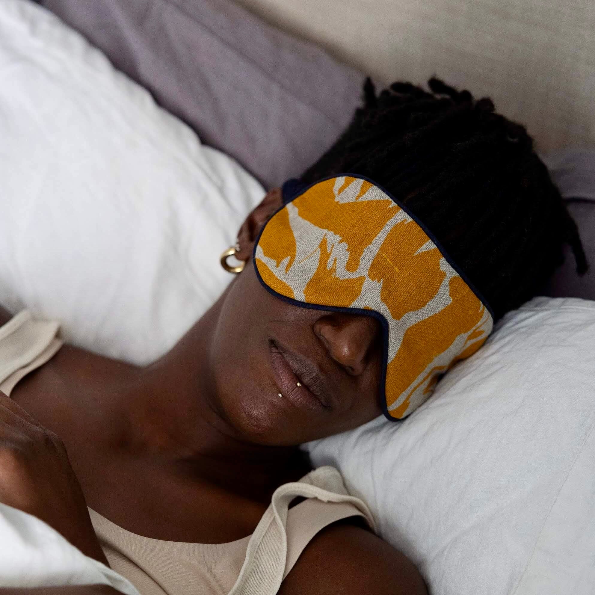 yellow linen organic merino eye sleep mask