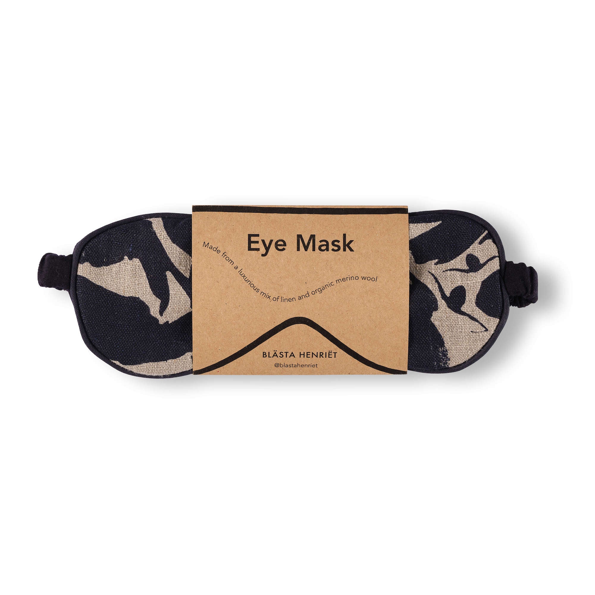 eye mask organic merino wool and linen navy print