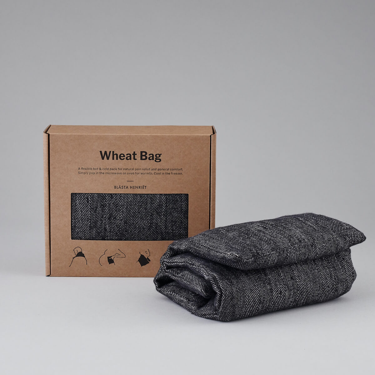wheat bag herringbone linen dark navy grey