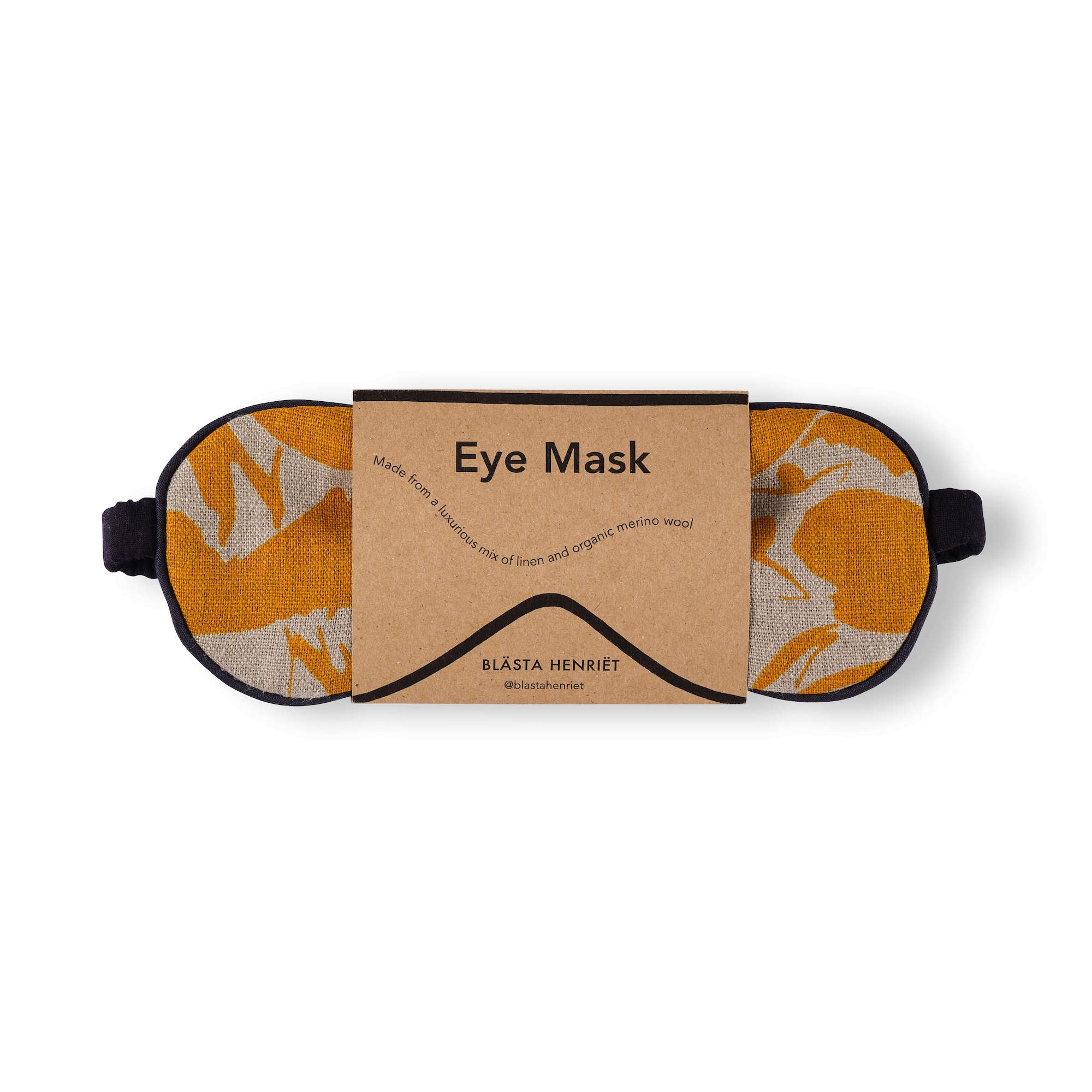 eye mask organic merino wool and linen yellow print